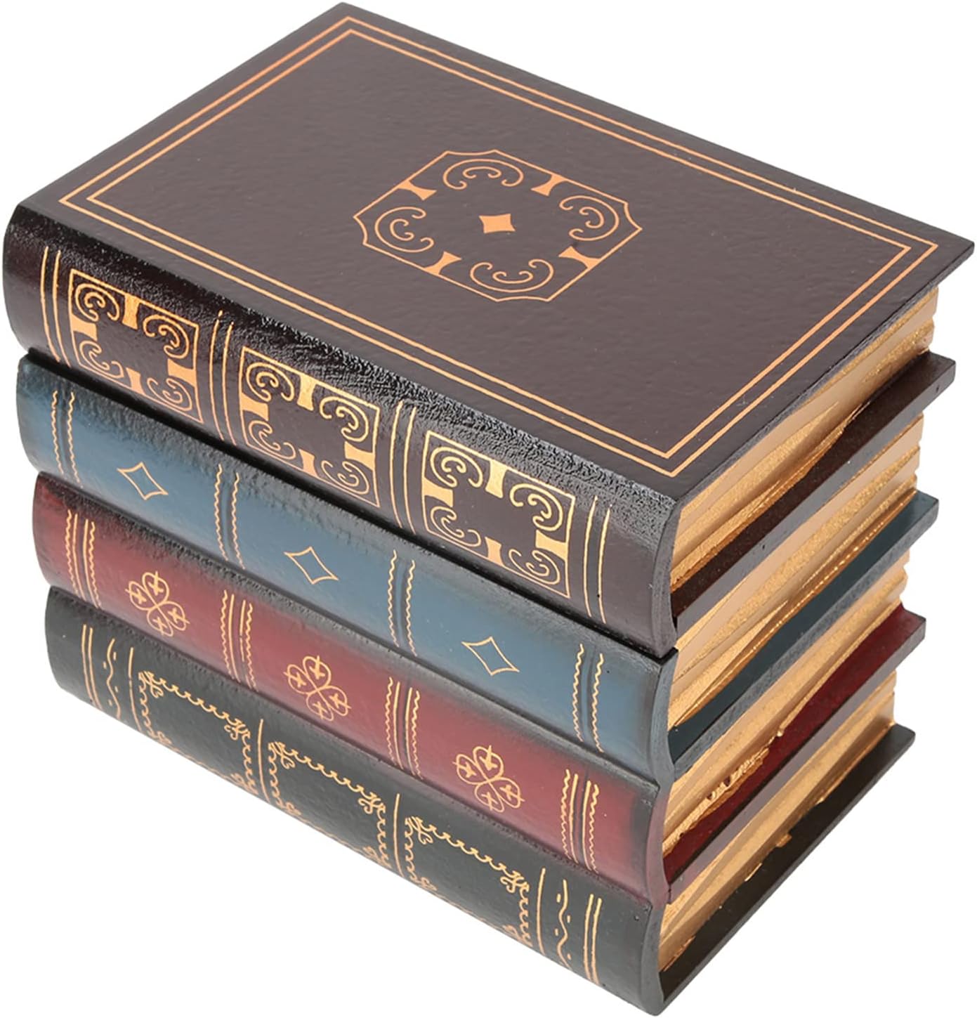 Joyzan Decorative Fake Book Box, Book Safe Dictionary Secret Cash Storage Diversion Hidden Security Money Case Wooden Vintage Faux Containers Decor Home Office Jewelry Documents Bookshelf Coffee Table