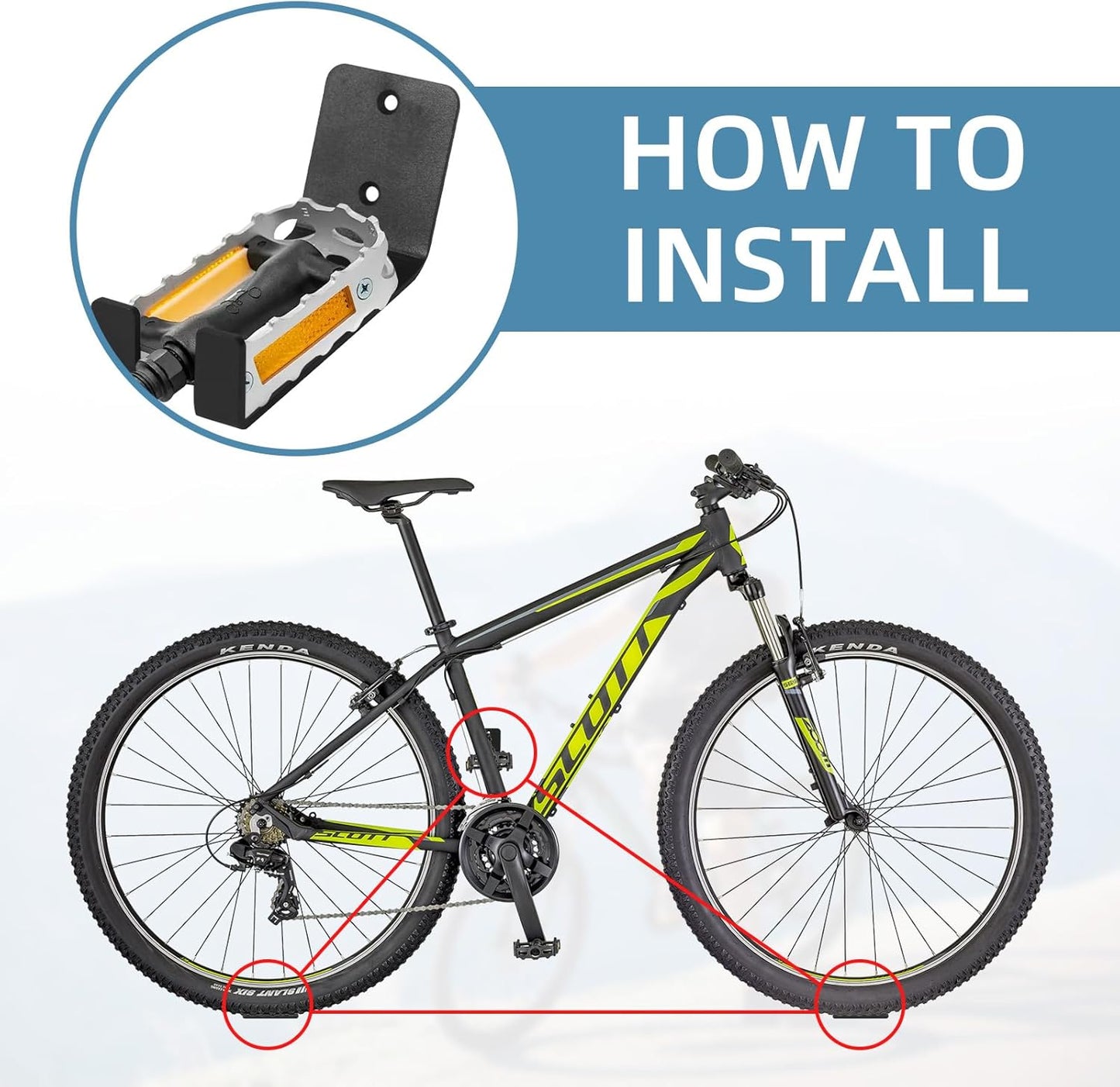 3 Pack Bike Wall Mount Bike Pedal Hanger Wall Mount Bike Hangers Heavy Duty for Garage Vertical Bike Wall Hangers Bike Display Stand Space Saving Wall Bike Rack (3 Pack)