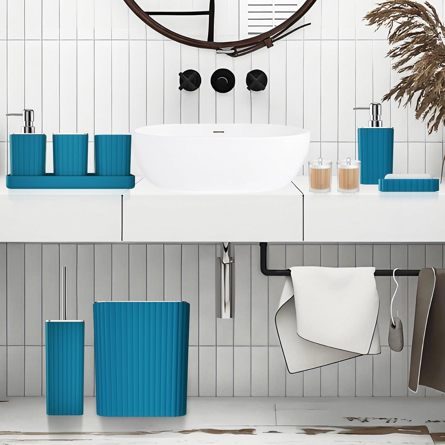 Bathroom Set - 28PC Gorgeous Teal Bathroom Set with Shower Curtain, Bathroom Accessory Set, Bathroom Sets with Shower Caddy