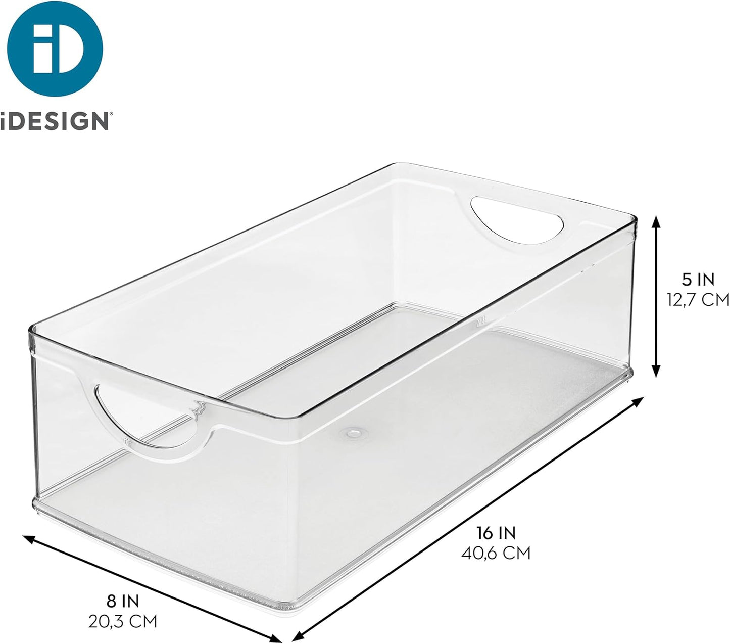 iDesign Stackable Clear Plastic Extra Long Storage Bin, Organizer for Kitchen Cabinet or Pantry, 2-Pack