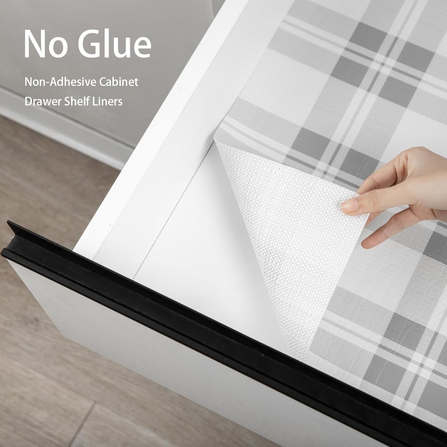 Drawer Shelf Liner for Kitchen Cabinets, Non Adhesive Slip Resistant Shelf Paper Easy to Clean, Strong Grip Thickened Waterproof Washable Mats for Pantry Shelves Cupboard Dresser(Grey, 17 in x 40 FT)