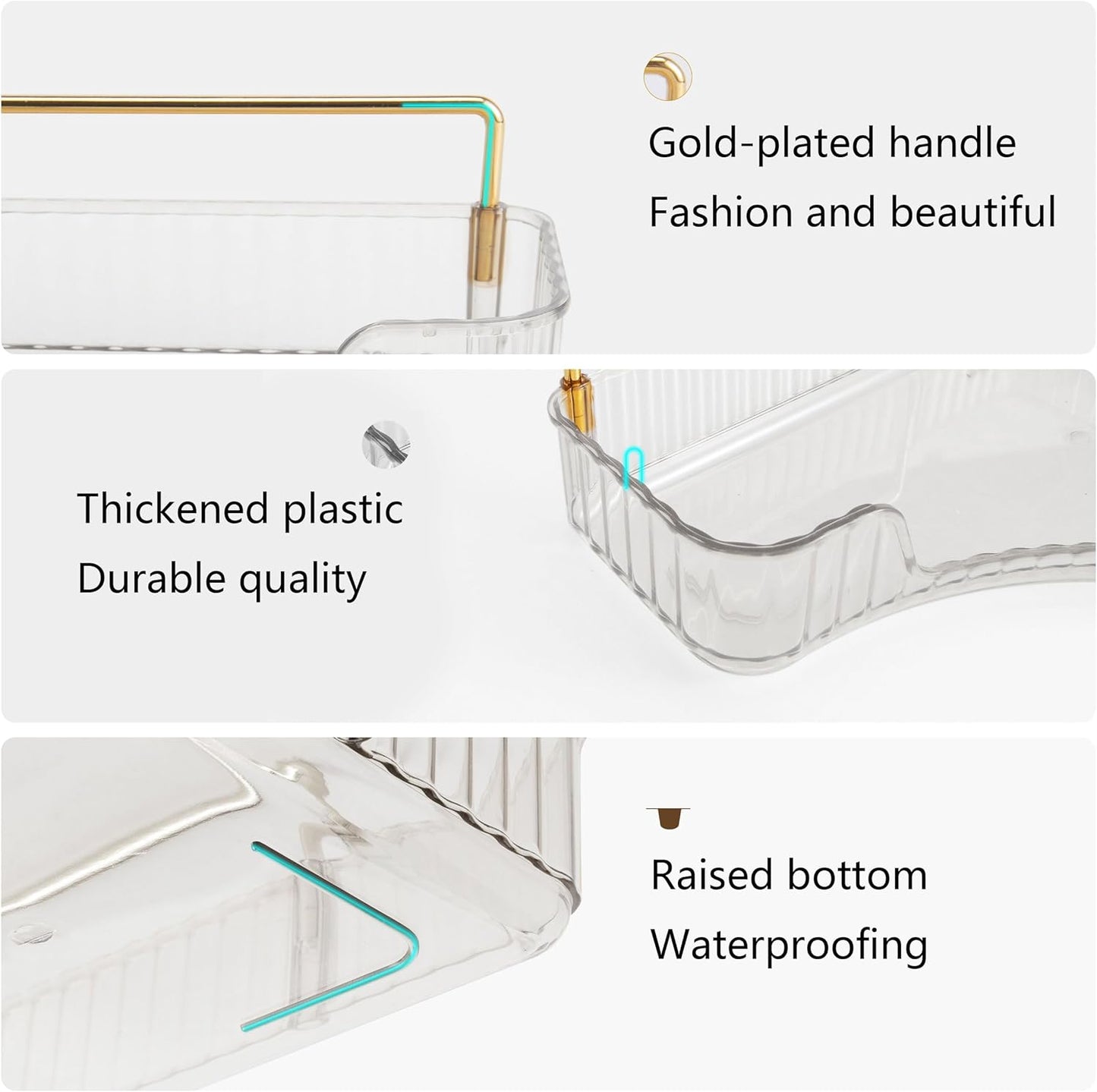 YCIA&DONE Corner Bathroom Counter Organizer, Makeup Organizer for Vanity, Skincare Cosmetic Perfume Tray, Corner Countertop Shelf Rack Storage for Bathroom Kitchen 3 Tiers (Clear White)