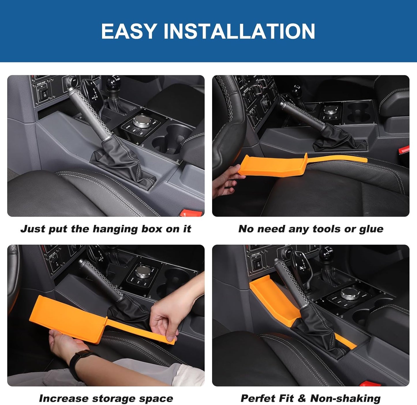 Center Console Organizer Compatible with INEOS Grenadier 2020-2024, Center Console Hand Brake Storage Box Armrest Organizer Insert Tray Accessories (Orange)