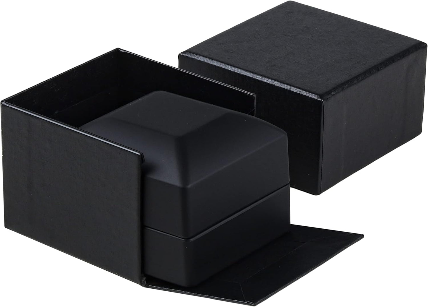 Allure - Luxury Earring Box With LED Light, Square Shaped Elegant Diamond Earring Case, For Unique Proposal, Engagement Or Wedding, Small, Black Velvet Interior Jewelry Display Gift Box.
