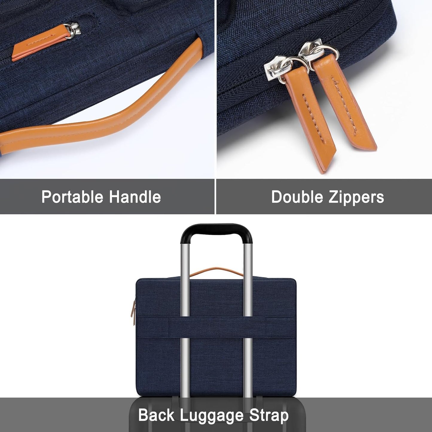 MOSISO 360 Protective Laptop Case 16 inch, 15-15.6 inch Laptop Sleeve Compatible with MacBook Pro 16, HP, Acer, Dell, Lenovo, ASUS, Side Open Carrying Case with 4 Zipper Pockets&Handle, Navy Blue