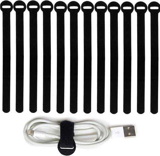 200PCS Reusable Fastening Cable Ties, 6-Inch Cable Straps Cable Management, Multi-Purpose Hook & Loop Cord Organizer Wire Ties, Adjustable Cable Organizer Cord Ties, Microfiber Cloth Straps, Black