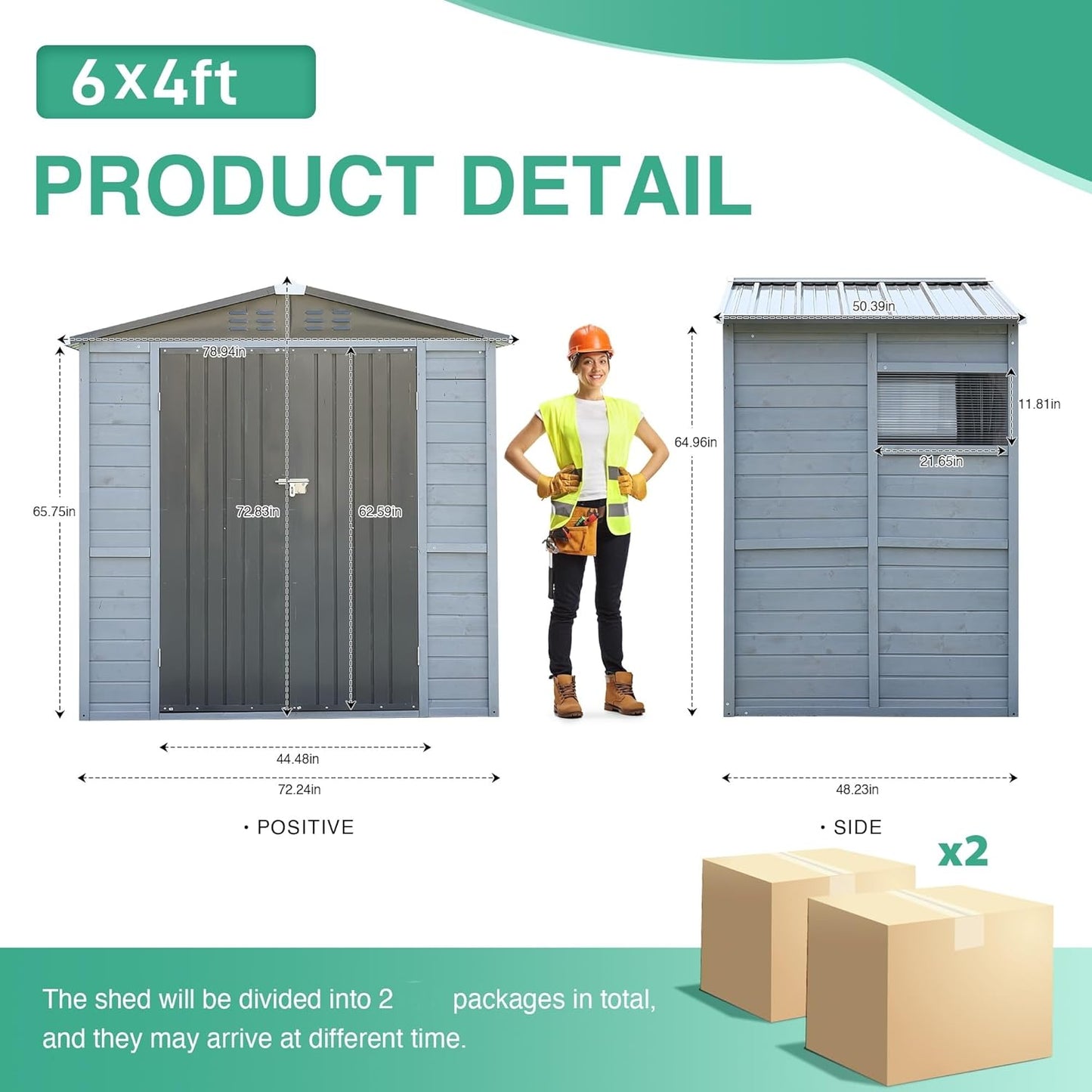 6x4 FT Outdoor Weatherproof Storage Shed, Secure Wood Bike Shed w/Lockable Entry, Garden Storage Solution for Lawn Equipment, Tools, Waste Bin(Gray)