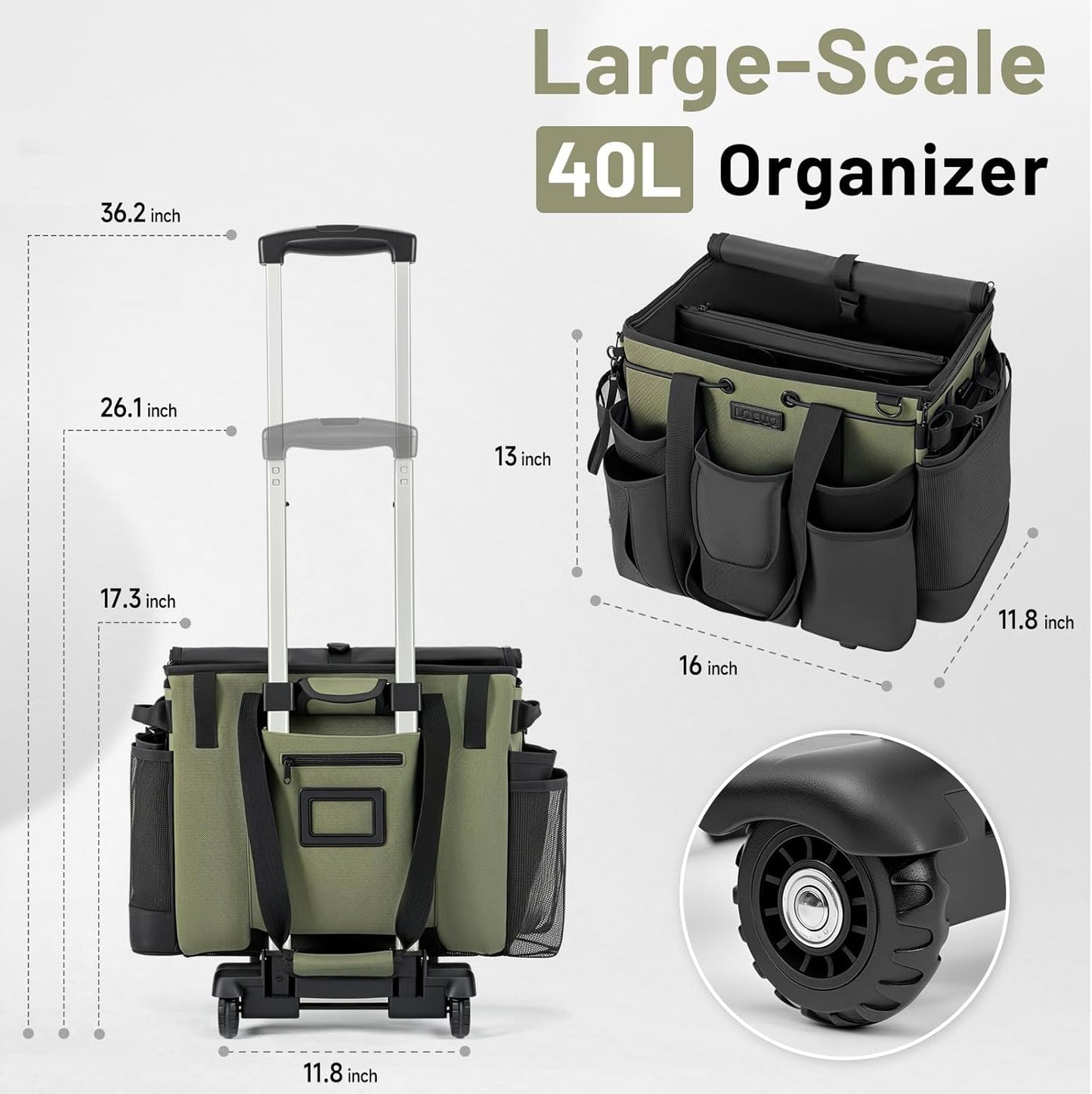 Large Cleaning Caddy for Cleaning Supplies Organizer, Rolling Cleaning Caddy Bags with Wheels for Housekeepers, Cleaning Carts on Wheels for Home Car Office Picnic