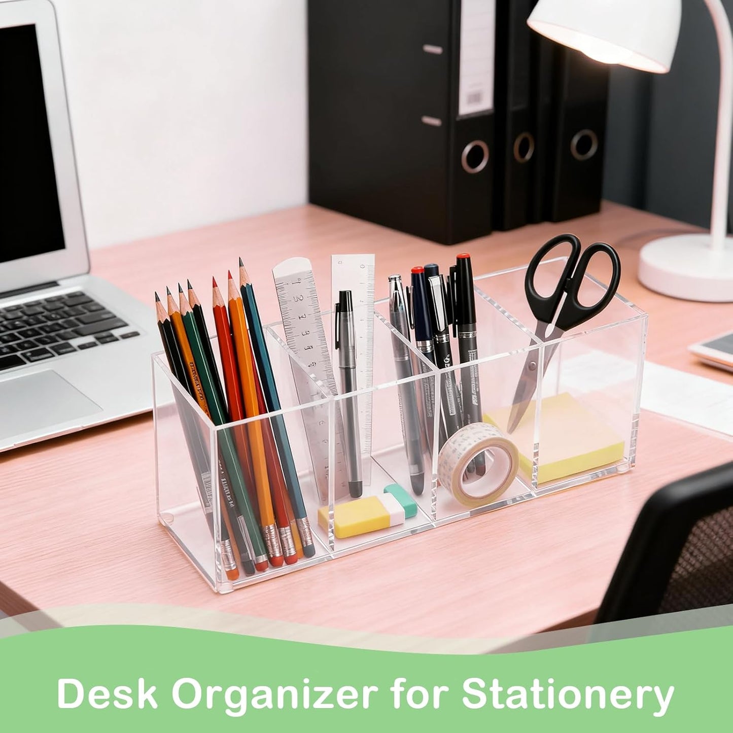 Clear Acrylic 4-Compartment Organizer Box, Small (7.9" × 2.7" × 3.5") – Handcrafted, Eco-Friendly, Minimal Packaging Compact Storage Organizer