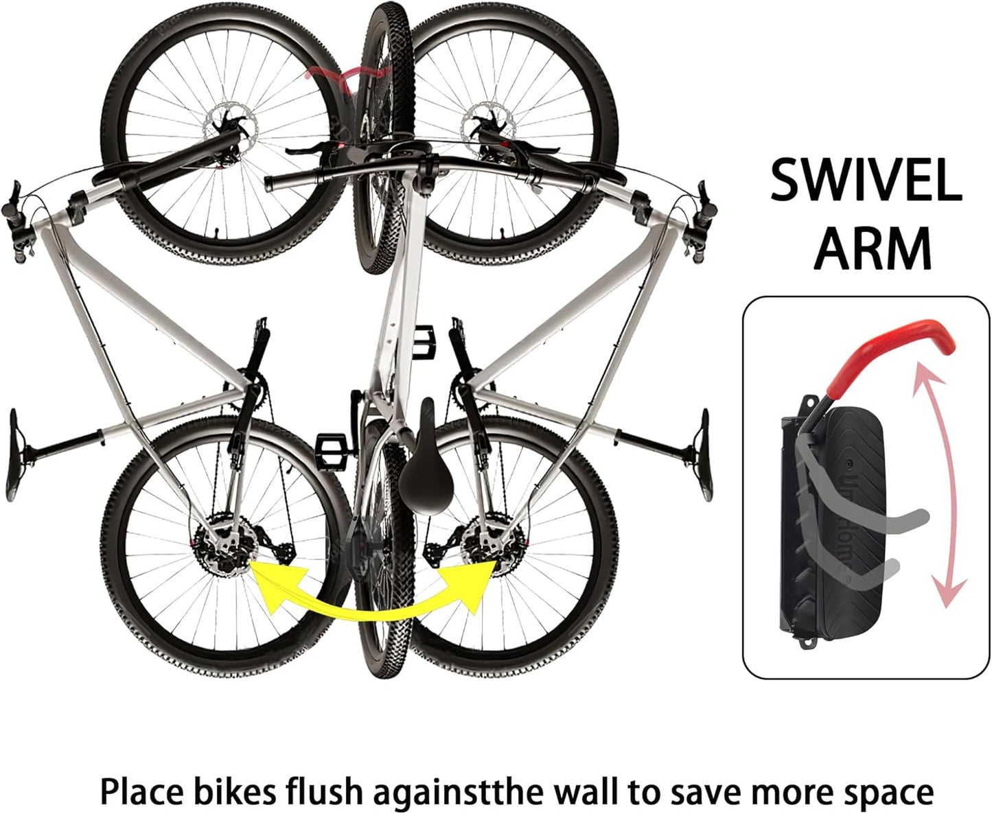 Swivel Bike Wall Mount, Bike Hangers for Garage, Space-Saving Bike Storage, Sturdy Bicycle Rack Can Holds Up to 77 lbs, Easy Install, 1 Pack