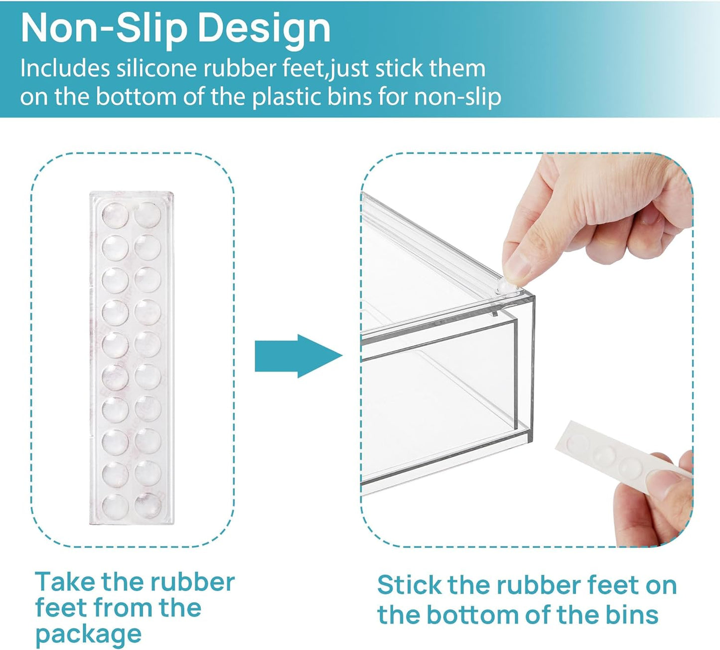 Vtopmart Stackable Storage Drawers Set of 6, Clear Plastic Organizer Bins for Bathroom Supplies,Ideal for Cabinet,Pantry,Laundry Room Organization