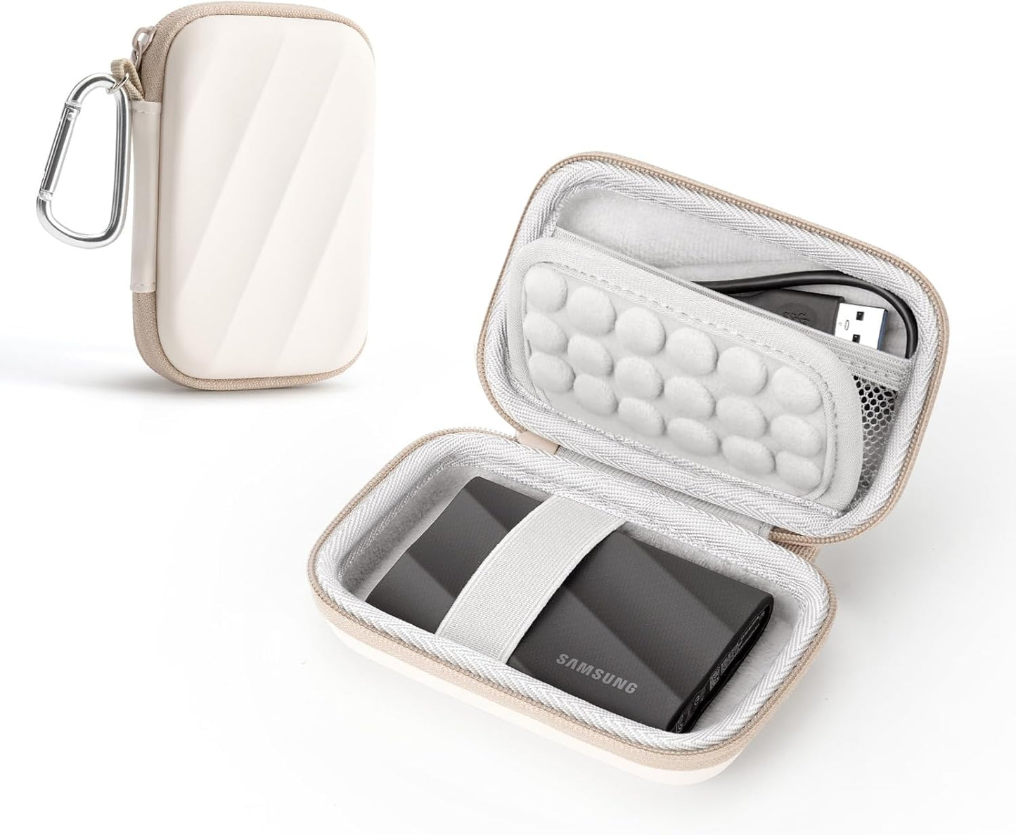 SSD Hard Case Compatible with Samsung T9/T7 Shield/T7 Portable SSD Drive USB 4TB,2TB,1TB, Portable Travel Carrying Storage Protective Cover Bag (White)