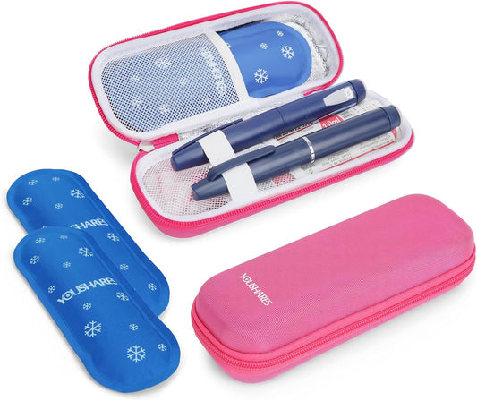 YOUSHARES Insulin Cooler Travel Case TSA Approved - Portable Medication Cooler for Travel and Daily Life, Diabetic Travel Case with 2 Ice Packs
