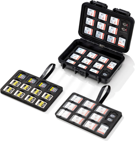KIWIFOTOS 135 Slots Memory Card Case for TF SD CFexpress Type-A Card IP67 Waterproof Card Holder for 33 SD SDHC SDXC 90 Micro 12 CFexpress Type-A Cards