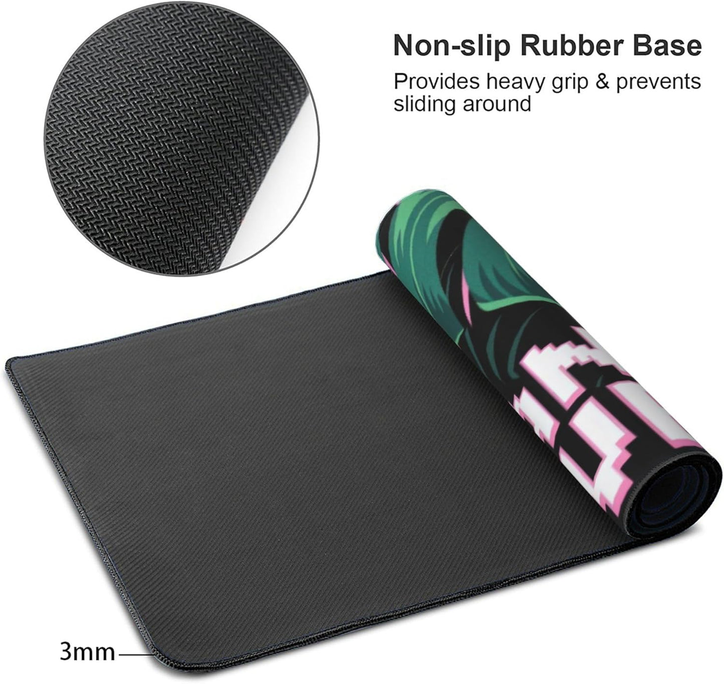 Pixel Plant Power Large Mouse Pad, Cool Gaming Desk Mat, XXL Keyboard Desk Pad Mat for Desktop, 35.4"x15.7" Non-Slip Base Big Mousepad with Stitched Edges