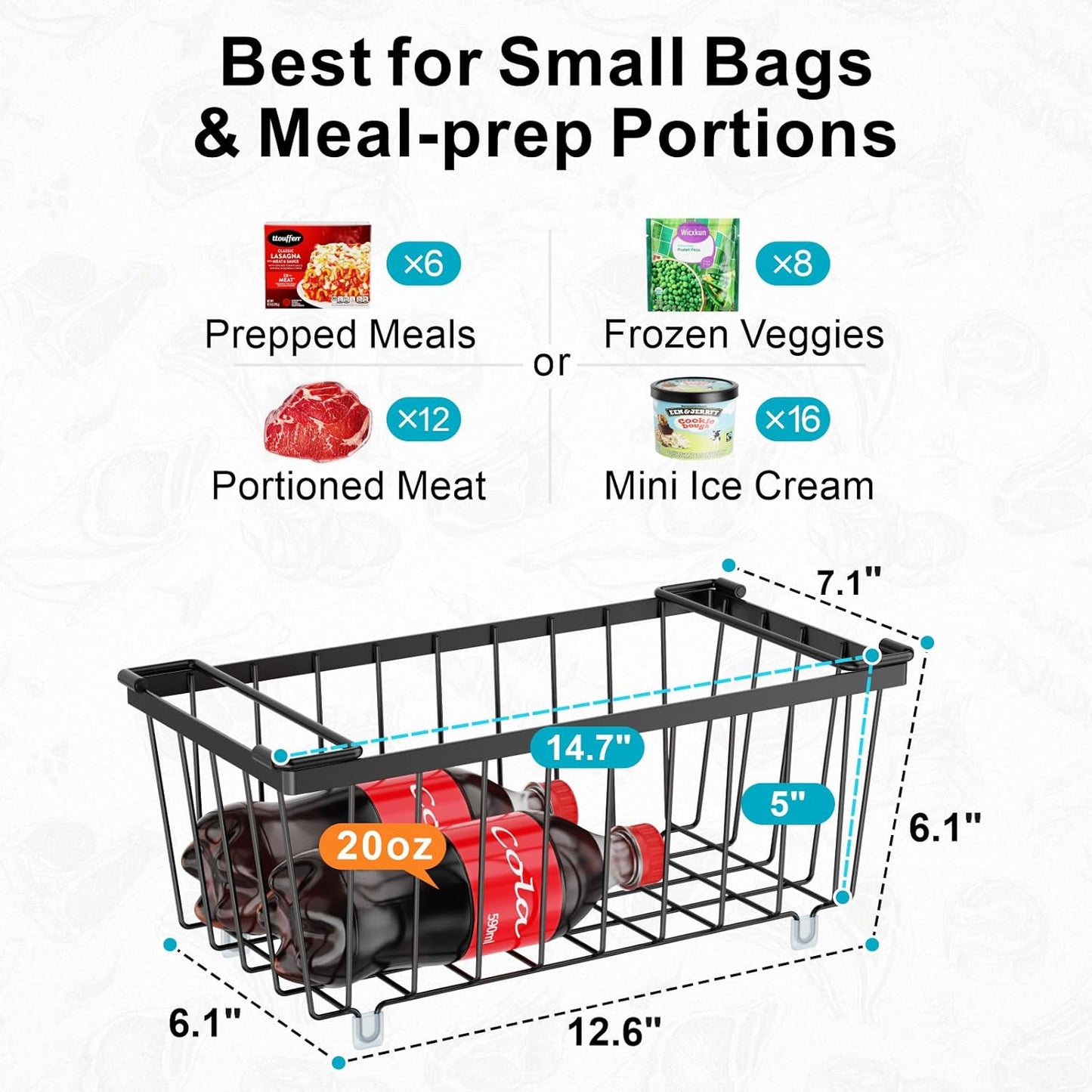 iSPECLE Deep Freezer Organizer Bins - 8 Pack Stackable Freezer Organizer Bins for 7 Cu.FT Chest Freezer Sort Food, Easy to Get Food from Bottom, Better Ventilation, Black