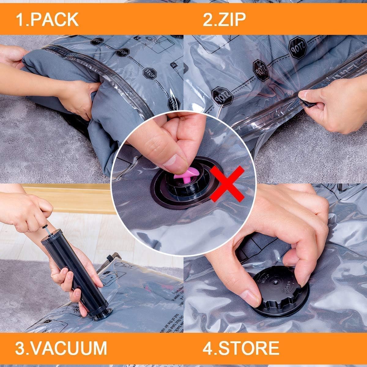 32 Pack Vacuum Storage Bags with Electric Pump Space Saver Bag for Clothes, Mattress, Blanket, Duvets, Pillows, Comforters,Travel