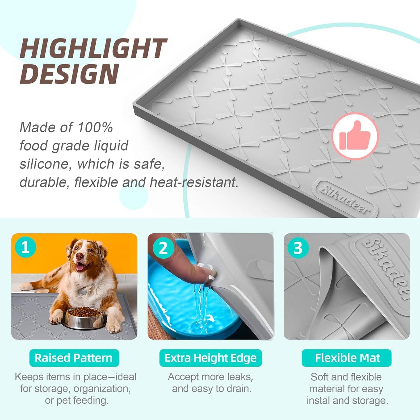 SIKADEER 40" x 19" Under Sink Mat Waterproof, Silicone Mat Kitchen Drawer Shelf and Cabinet Liner, Sink Protector for Kitchen Organizers and Storage, Boot Tray Pet Food Mats
