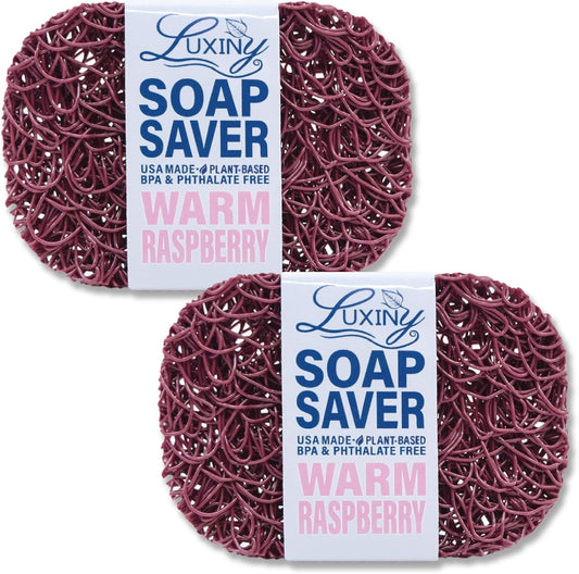 Soap Savers for bar soap, American Made by Luxiny, Lifts Soap in Soap Dishes & Shower Soap Holders -Handmade Soap Lasts Longer -Made from Plant Materials (Raspberry)