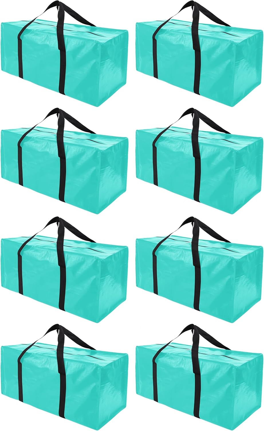 8 Pack Extra Large Moving Bags with Zippers & Carrying Handles, Heavy-Duty Storage Tote for Space Saving Moving Storage, Fold Flat, Alternative to Box and Bin,Aquamarine