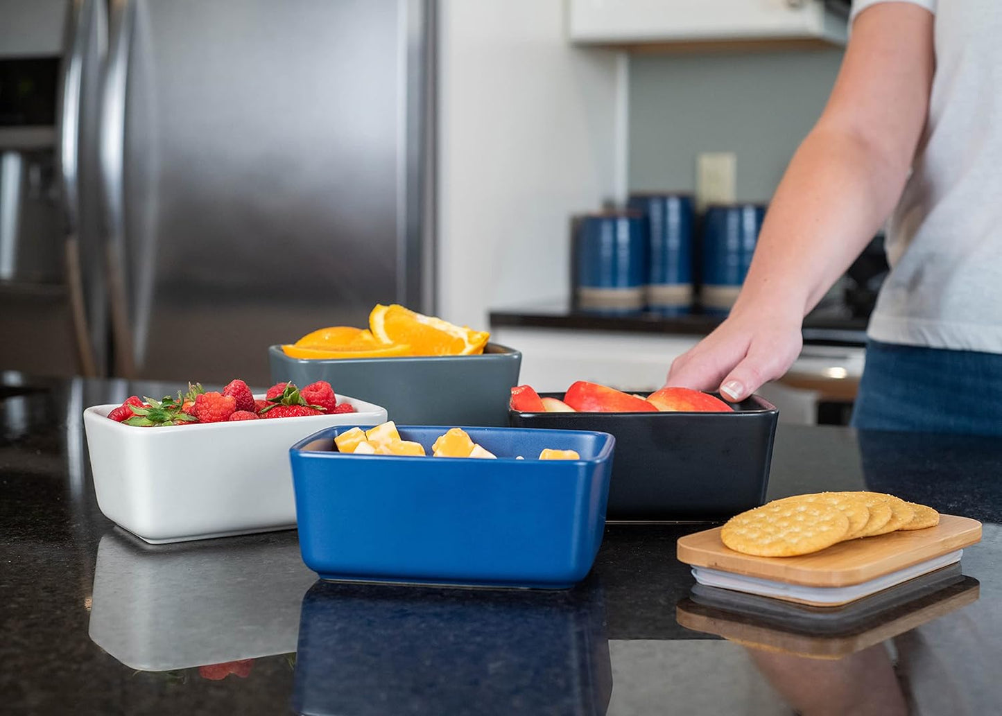 Nat & Jules Ceramic Stoneware 1/2 Pound, 2 Sticks Butter Dish with Airtight Bamboo Lid, Kitchen Accessory, Container Holder, Refrigerator Storage and Countertop Organization, Matte Cream