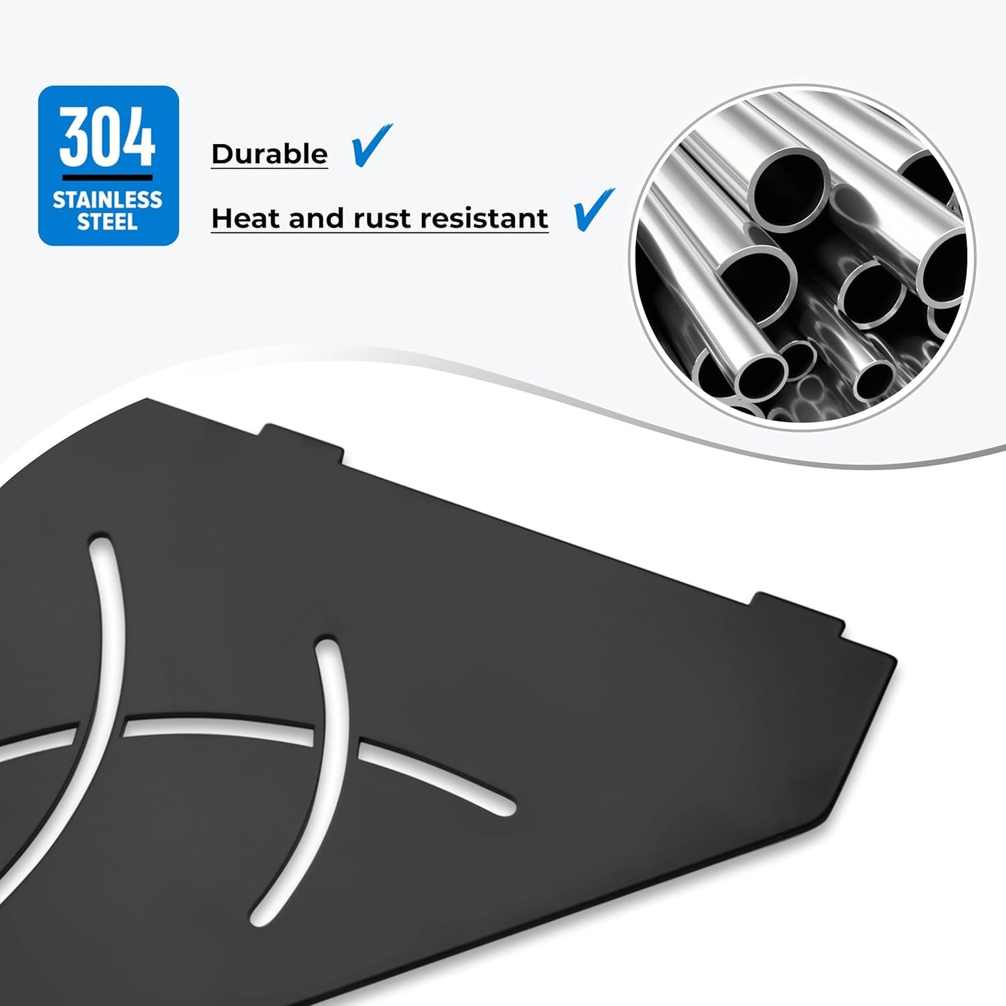 FerdY 2-Pack 10" Matte Black Recessed Corner Shower Shelf, for Tiled Bathroom Walls, Floating Shower Shelf, 304 Stainless Steel Shower Caddy Storage Shelves, No Drilling Required, Irregular Diamond