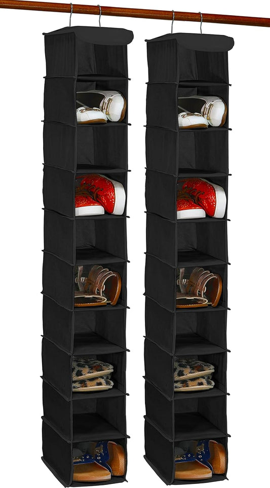 Simple Houseware 2 Pack 10 Shelves Hanging Organizer, Black