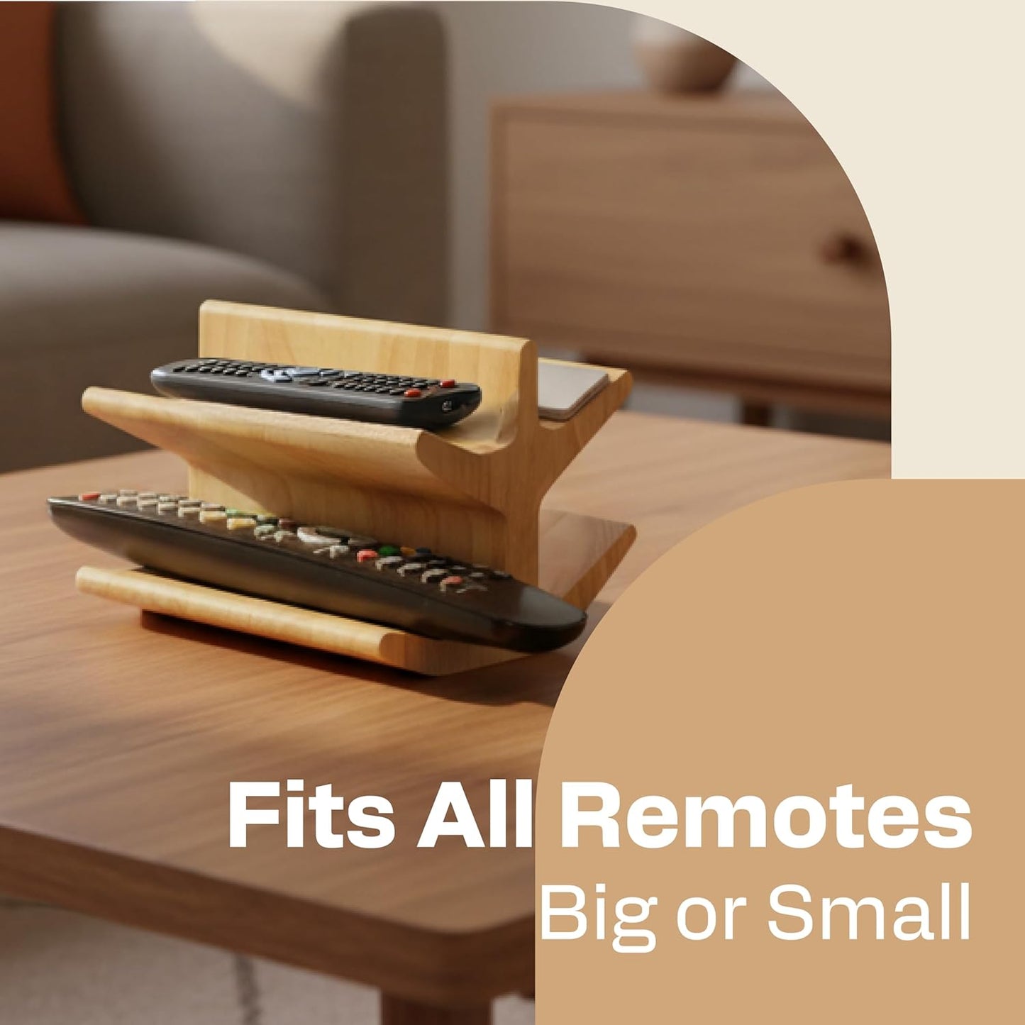 Decorative Remote Control Holder - Multiple Eyeglass Holder Stand - Remote Caddy for Table Bed - Wooden TV Remote Holder Storage - Coffee Table Organizer - Bedside Reading Glasses Holder