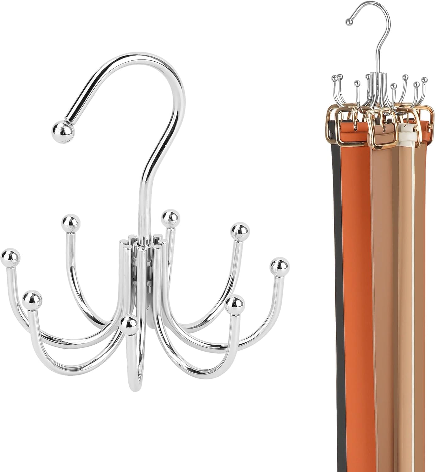 ZEDODIER Belt Hanger, 2 Pack Belt Rack Closet Accessories Organizer, Maximum 24 Storage Capacity, Hanging Holder Storage Hook for Belt, Bra, Tank Top, Tie, Scarf, Purse