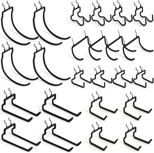 INCLY 24 Pack Heavy Duty Pegboard Hooks, 1/4" Pegboard Drill Holder Tool Utility Hooks, Peg Board Tool Hangers Accessories for Hanging Power Tools, Drill, Hammer, Workbench, Garage