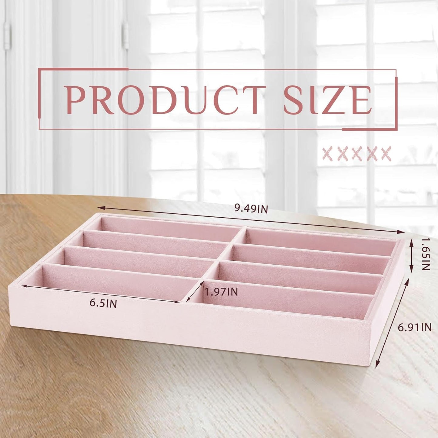 Amylove 2 Pcs Sunglass Organizer Trays Glasses Stackable Jewelry Trays Sunglass Organizer Display Box(8 Grids,Pink)