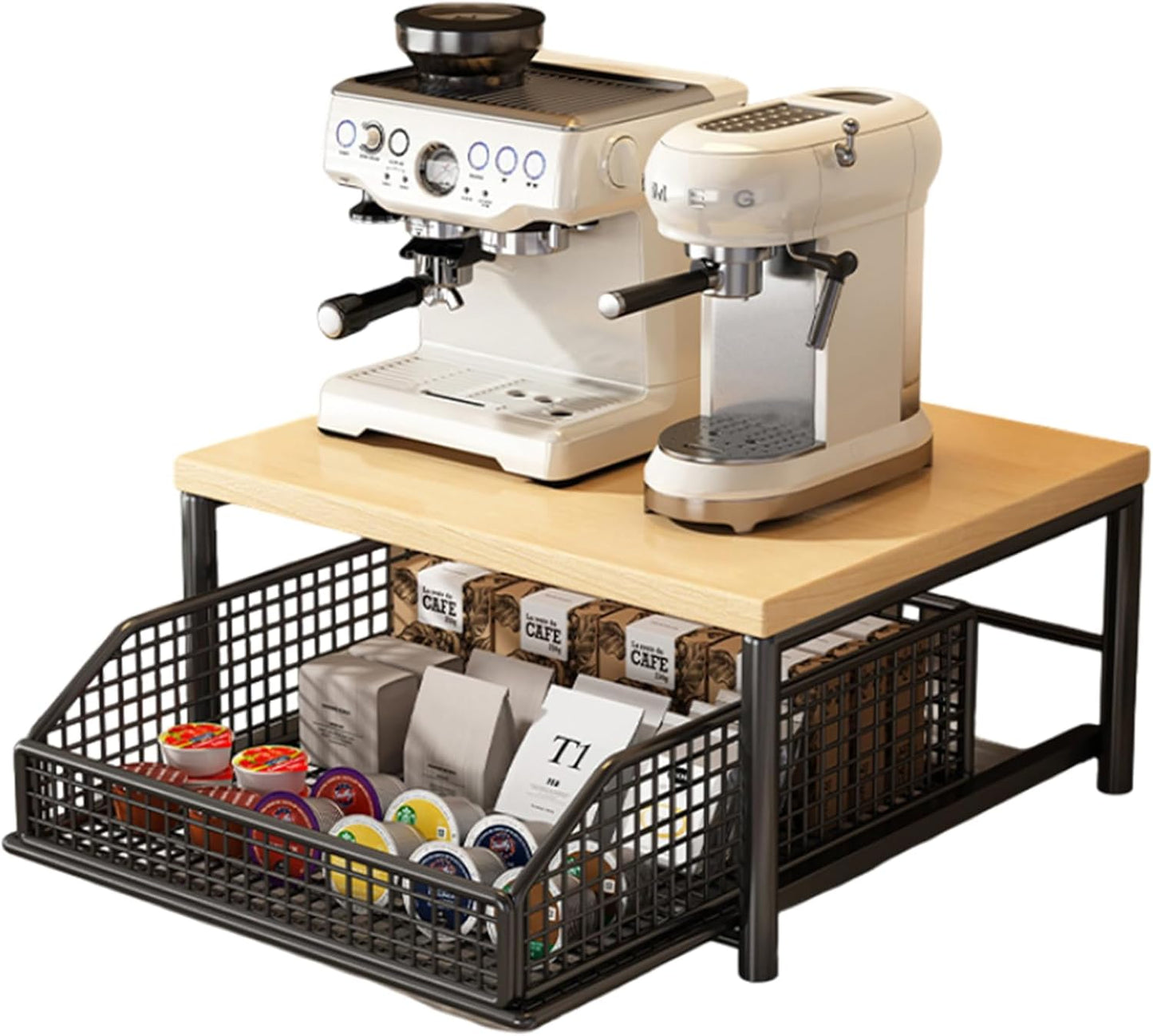 Coffee Pod Drawer Holder,Coffee Machine Storage Rack,Home Kitchen Counter Coffee Bar Organizer,Storage Basket Drawer (Black)