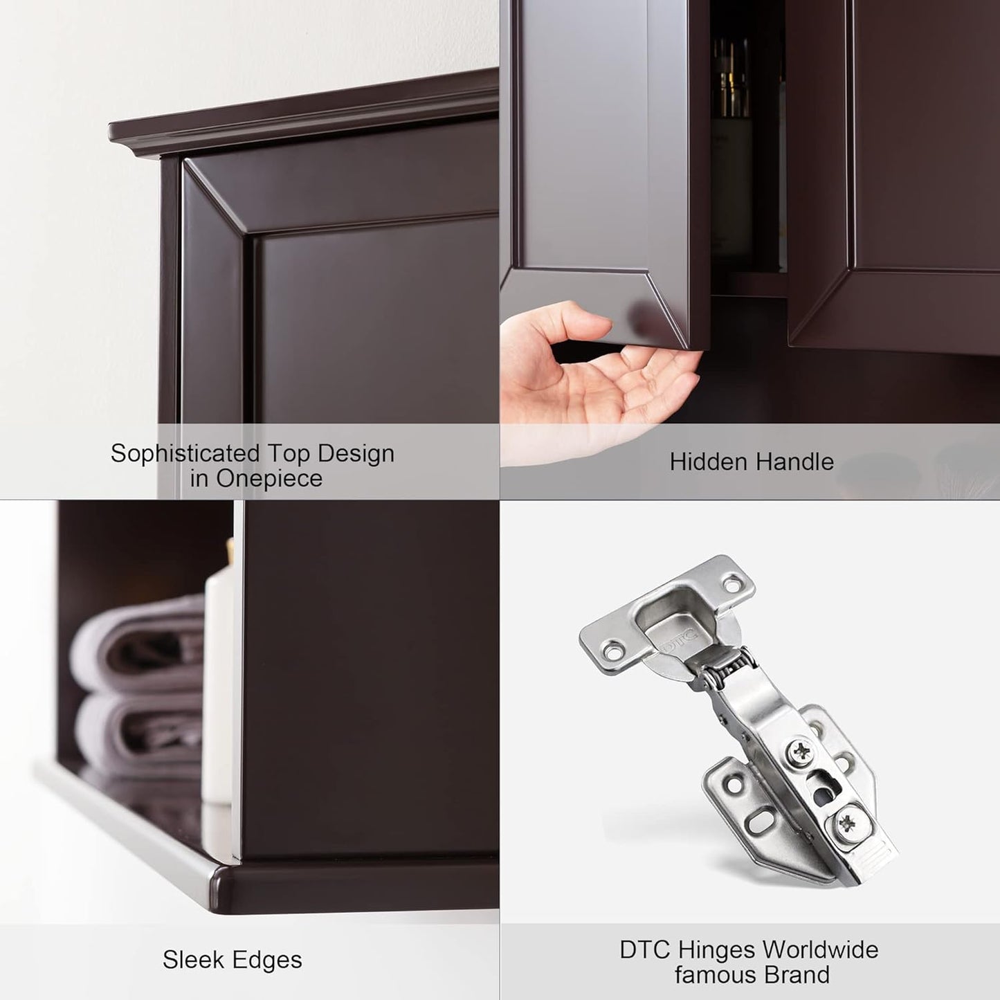 Wall Cabinet, 23x29 inch Medicine Cabinet, Over Toilet Storage with Adjustable Shelf, Wooden Expresso Bathroom Cabinet with 2 Doors