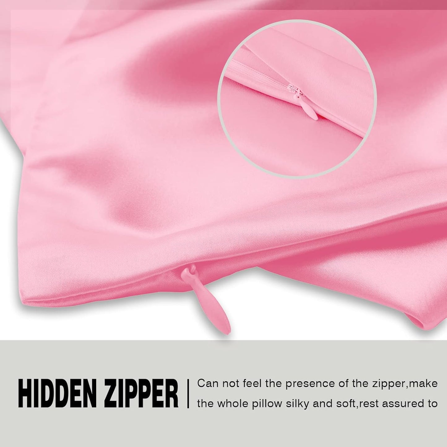 Silk Pillowcase for Hair and Skin,Soft,Breathable and Sliky 100% Queen Silk Pillow Case Set of 2,Both Sides Natural Mulberry Silk Pillowcases with Hidden Zipper(Queen Size 20"X 30",2pcs)