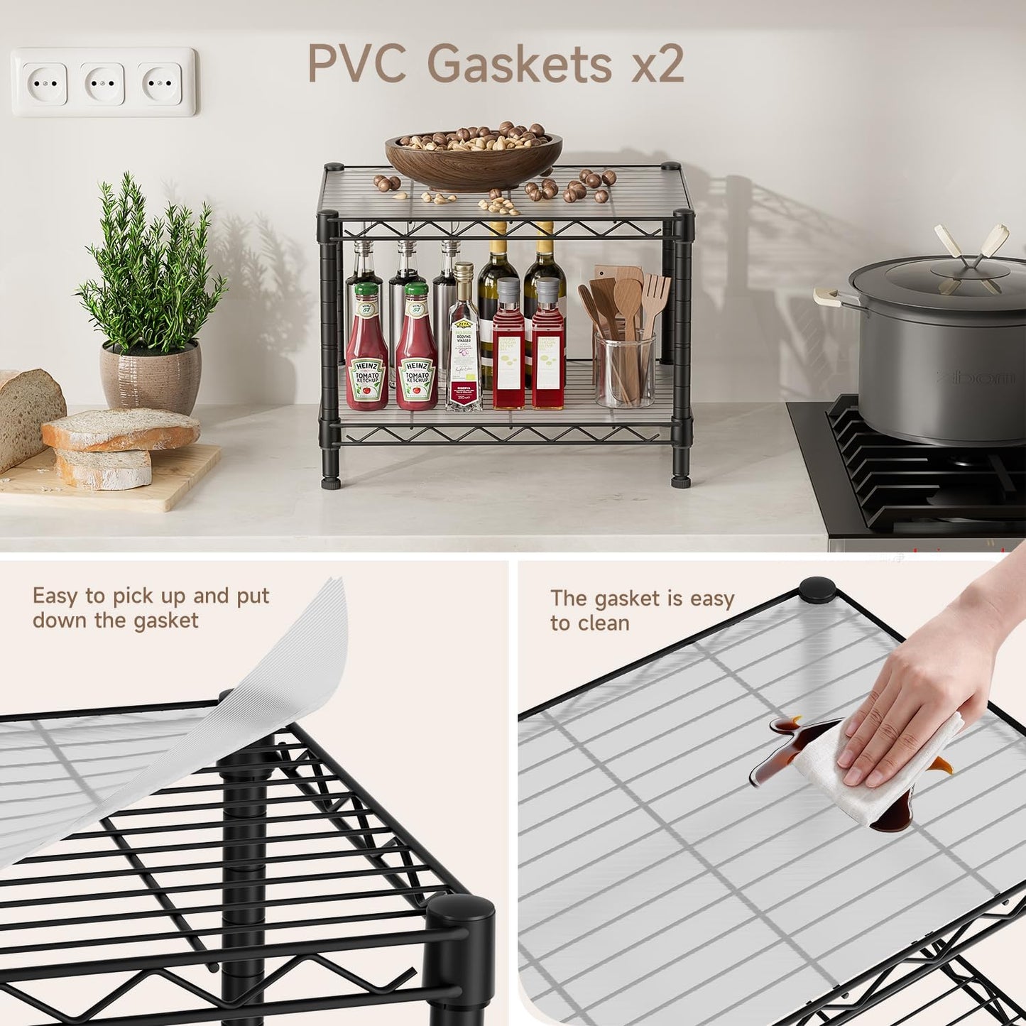 Small 2 Tier Shelves Storage Wire Shelving Unit Metal Shelf Adjustable Organizers Storage Shelving with Wheels for Bathroom Laundry Room Kitchen Pantry12”D x 18”W x 12.2”H Black