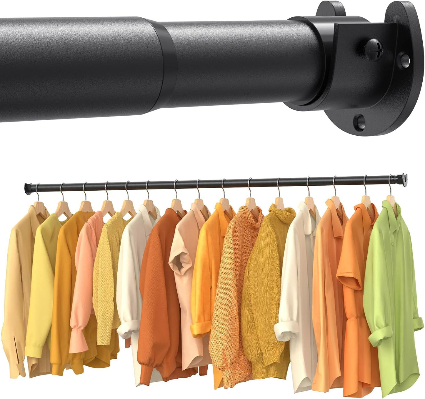 2 Pack Closet Rods for Hanging Clothes, 17-39 Inch No-Cut Stepless Adjustable Closet Rod, 1.3 Inch Heavy Duty Metal Closet Hanging Rod with Brackets, Closet Bar for Closet, Laundry Room, RV, Wardrobes