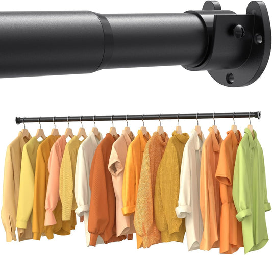 2 Pack Closet Rods for Hanging Clothes,17-83 Inch No-Cut Stepless Adjustable Closet Rod, 1.3 Inch Heavy Duty Metal Closet Hanging Rod with Brackets, Closet Bar for Closet, Laundry Room, RV, Wardrobes