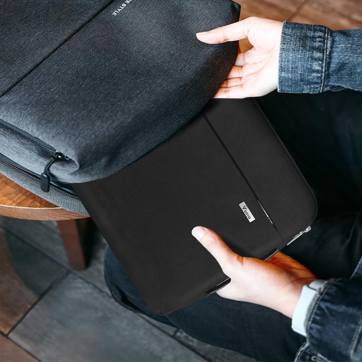 Voova Laptop Sleeve Case 15.6 16 Inch with Handle, 360° Protective Waterproof Slim Computer Bag Cover Compatible with MacBook Pro M2/M3/M4 16, HP Acer Lenovo Yoga ThinkPad Asus Laptop, Black