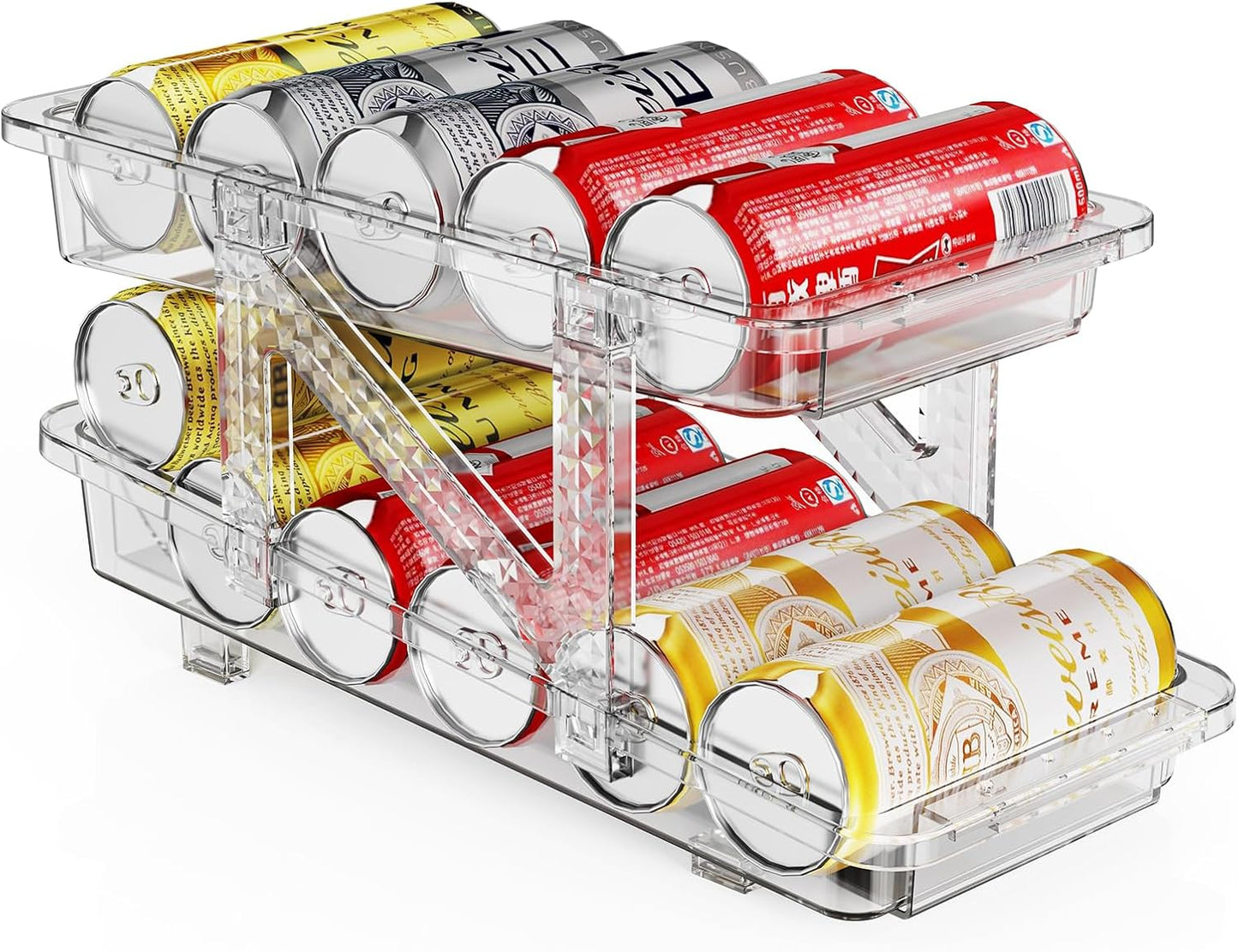 Soda Can Dispenser for Refrigerator Can Holders for Fridge,Adjustable Width Soda Can Organizer for Refrigerator,Drink Organizer for Fridge Suitable for Storage Cabinet and Pantry Clear (1 Pack)