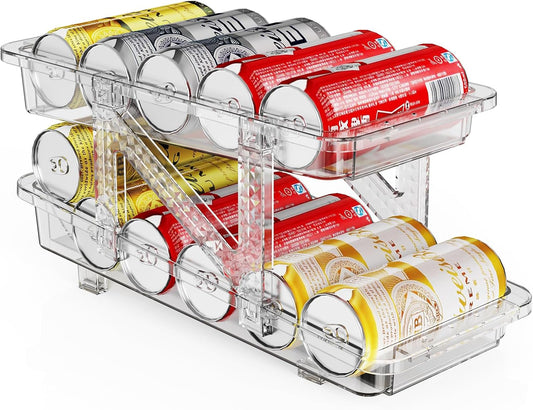 Soda Can Dispenser for Refrigerator Can Holders for Fridge,Adjustable Width Soda Can Organizer for Refrigerator,Drink Organizer for Fridge Suitable for Storage Cabinet and Pantry Clear (1 Pack)