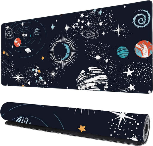 Space Galaxy Gaming Mouse Pad XXL Large Desk Mouse Pad Keyboard Mat with Stitched Edges Waterproof Non-Slip Desk Mat for Laptop,Keyboard,Computer 35.4 * 15.7 Inch