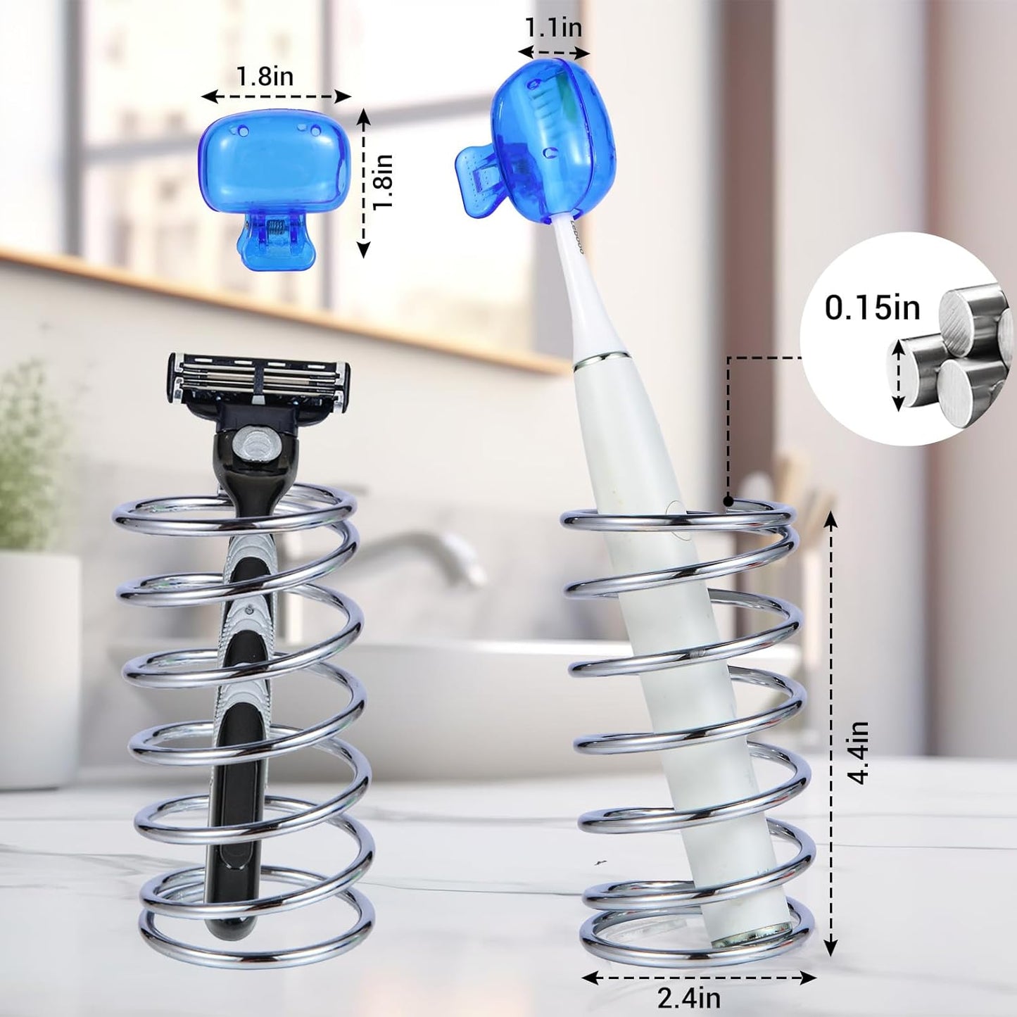 Stainless Steel Toothbrush Holder Spring Shape Pen Holder Makeup Brush Organizer Toothbrush Stand ﻿