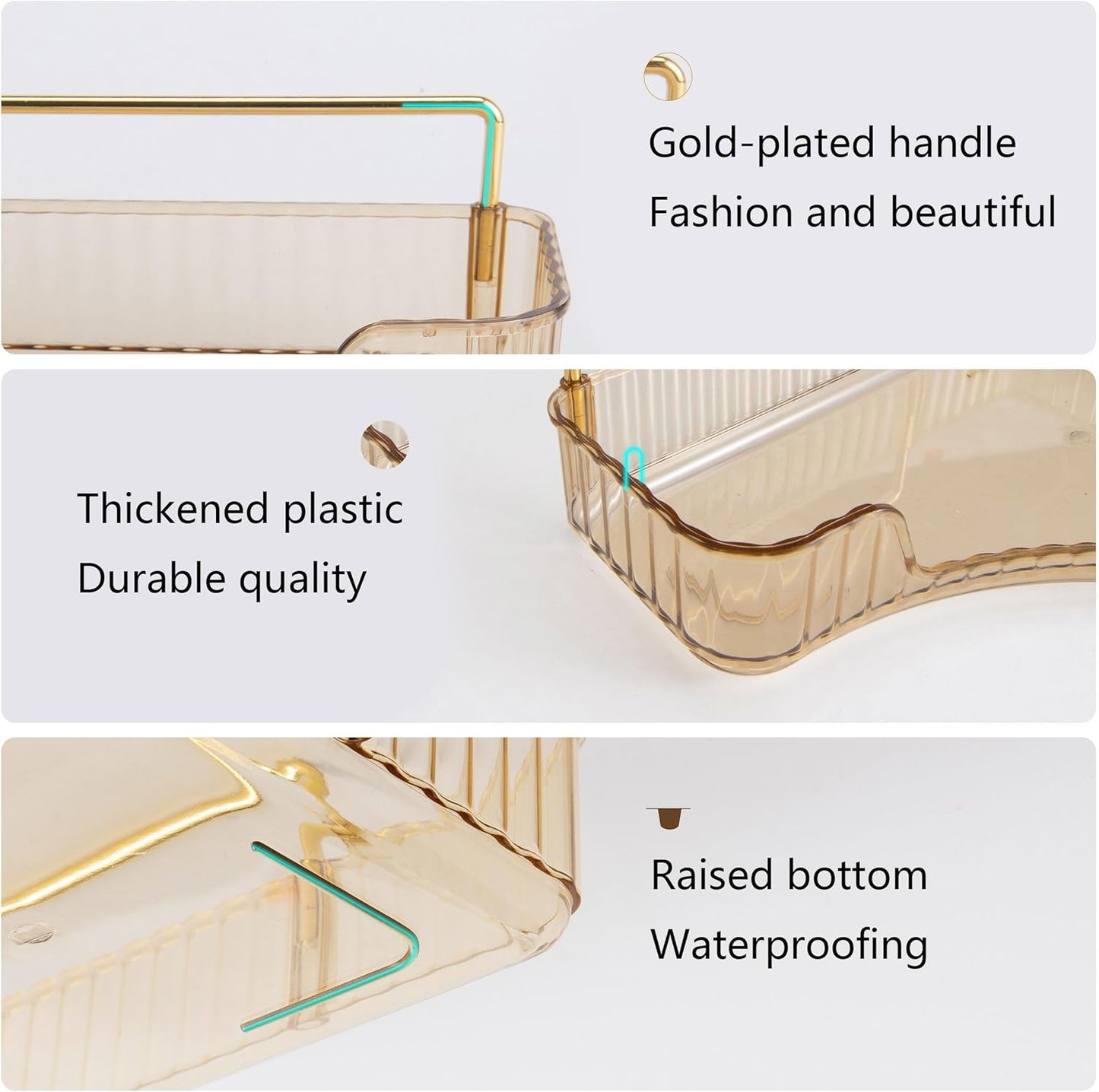 YCIA&DONE Corner Bathroom Counter Organizer, Makeup Organizer for Vanity, Skincare Cosmetic Perfume Tray, Corner Countertop Shelf Rack Storage for Bathroom Kitchen 1 Tier (Amber Gold)