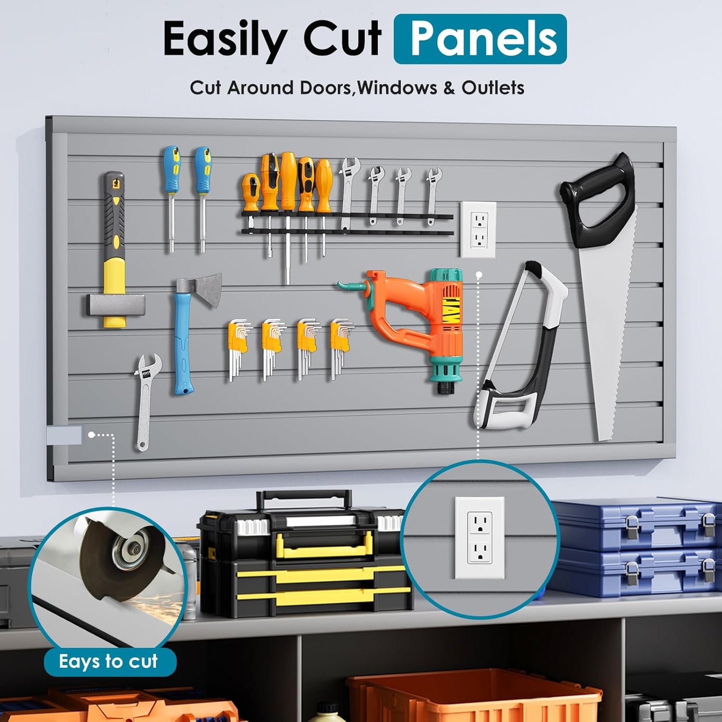 Braki PVC Slat Wall Paneling 2x4 ft, Garage Organizer Storage System, Grey Slatwall Panels for Garage Organization Product, Heavy Duty Wall Mounted Tool Storage for Home