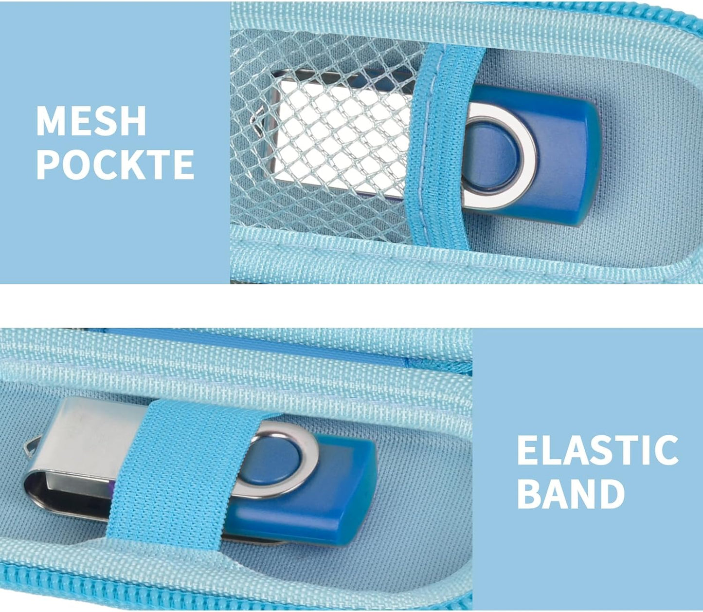 USB Flash Drive Case, SD Card Holder Compatible with Thumb Drive, Memory Cards, SDXC SDHC Storage Bag, Electronic Accessories Organizer for SanDisk for Samsung for Inland (Light Blue)