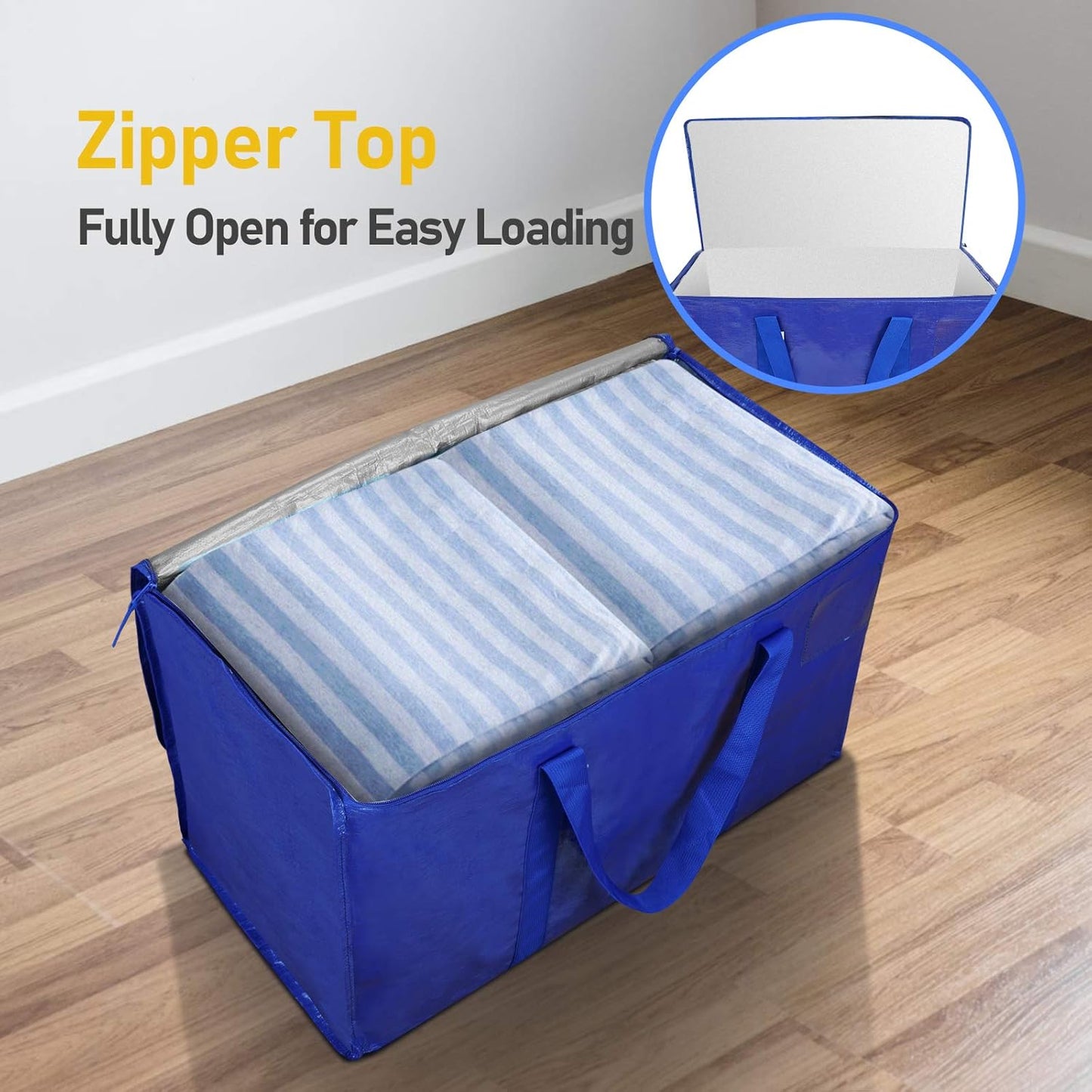 TICONN 16 Pack Extra Large Moving Bags with Zippers & Carrying Handles, Heavy-Duty Storage Tote Moving Boxes for Space Saving