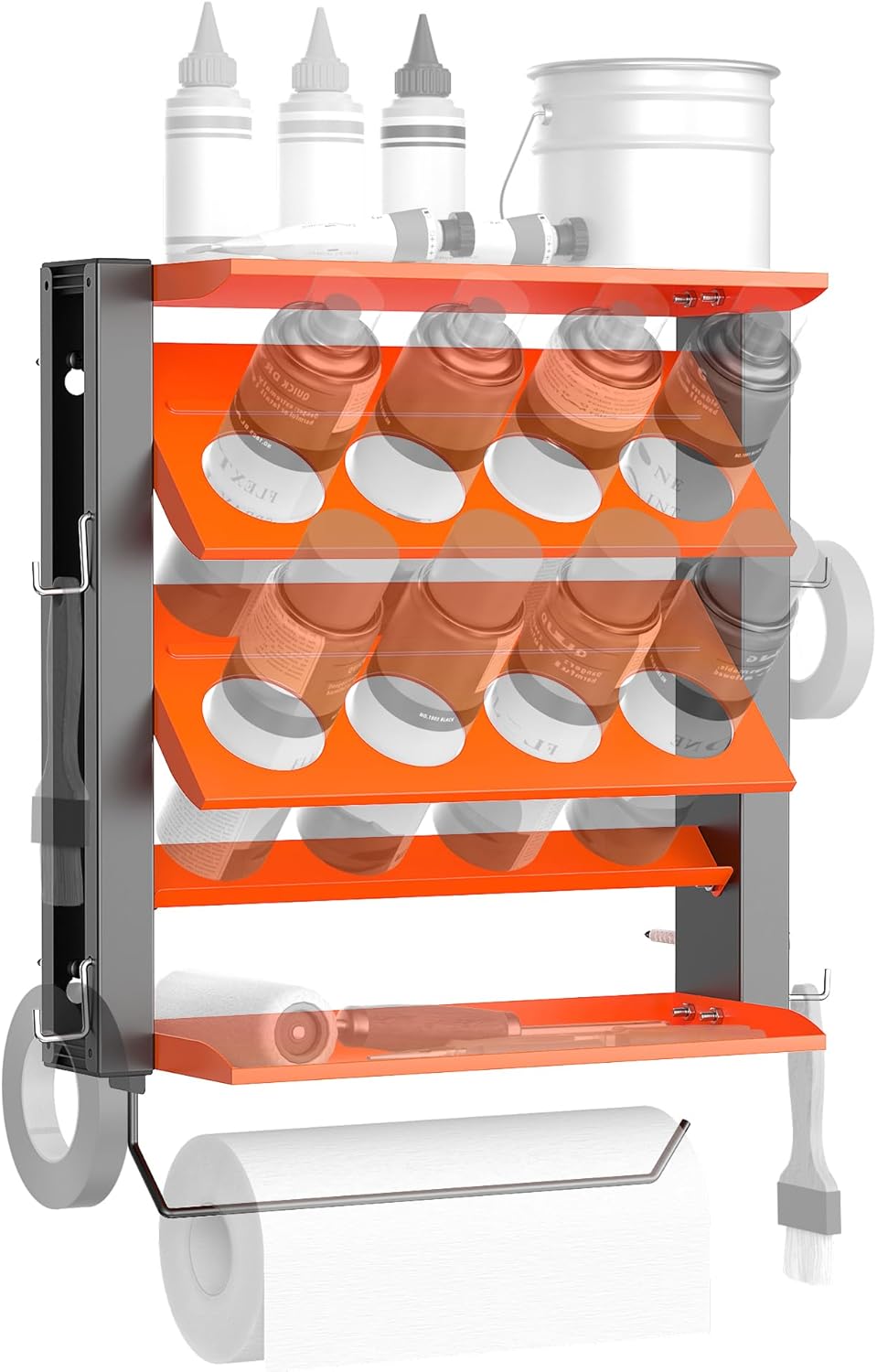 EVERHANGER Spray Can Holder, Lube Can Wall Mount Storage Rack Heavy Duty Paint Bottle Organizer for Garage & Home | 8 Can Holes & 2 Shelf