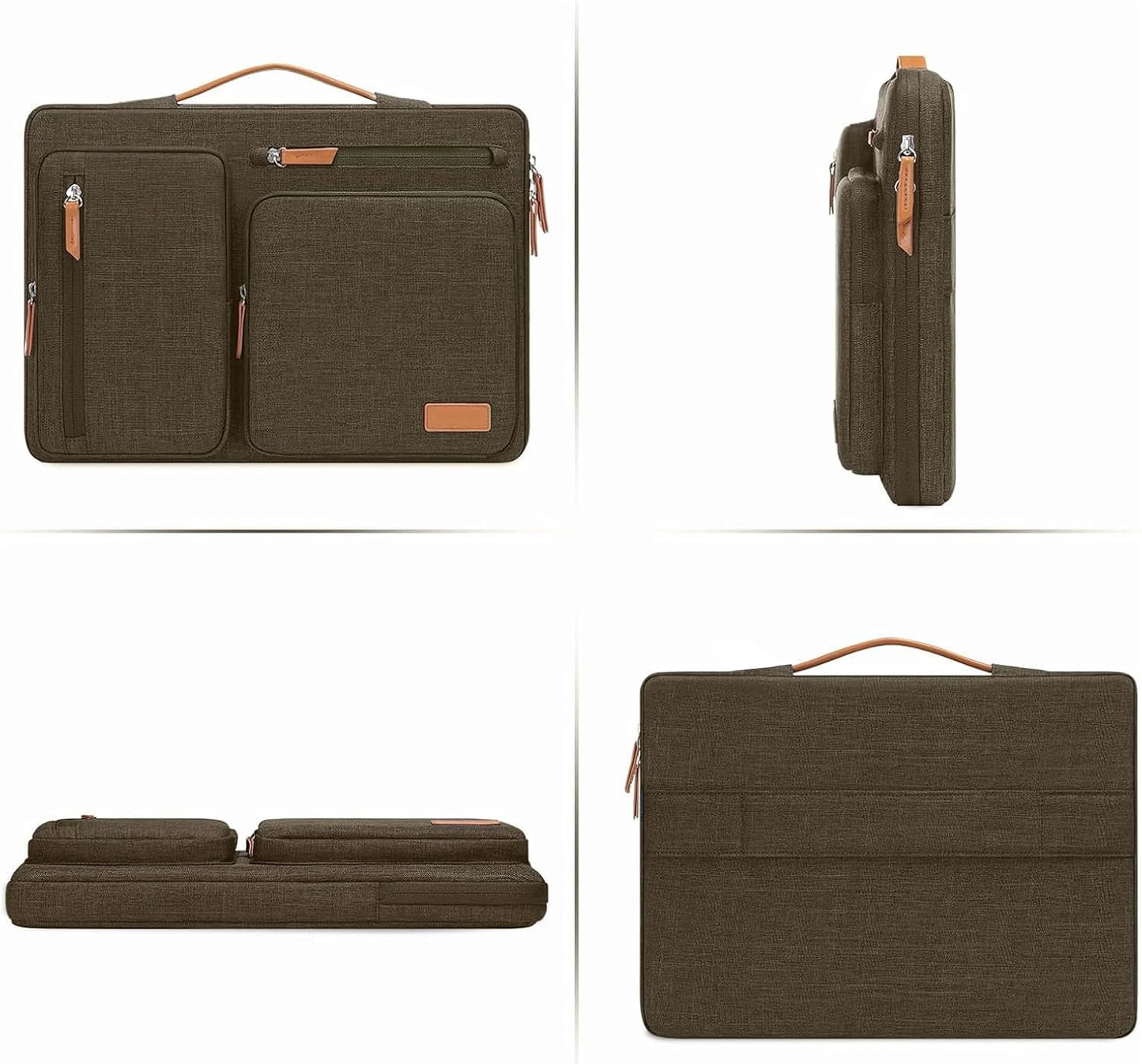 MOSISO 360 Protective Laptop Case 13.3 inch, 13-13.3 inch Laptop Sleeve Compatible with MacBook Air/Pro 13 / Pro 14,HP Dell Acer ASUS,Side Open Carrying Case with 4 Zipper Pockets&Handle, Carob Brown