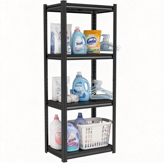 4 Tier Shelf, Adjustable, Metal, Sturdy, Easy Assembly, 20" w,14" d, 55" H,Organization and Storage Shelving Unit for Laundry Room/Bathroom/Garage, Bookshelf, Plants Shelf