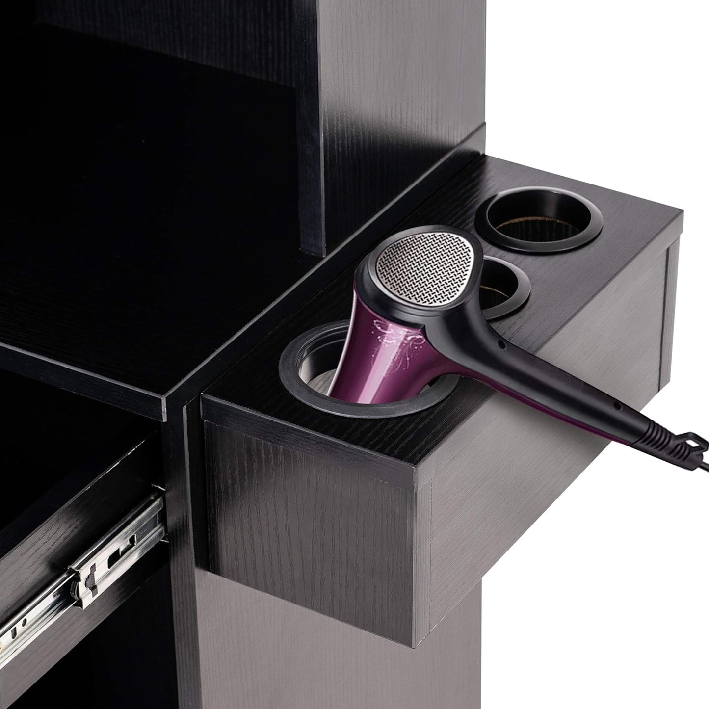 BarberPub Wall Mount Barber Station Hair Styling Drawer Storage Beauty Salon Spa Equipment 3208 (Black)